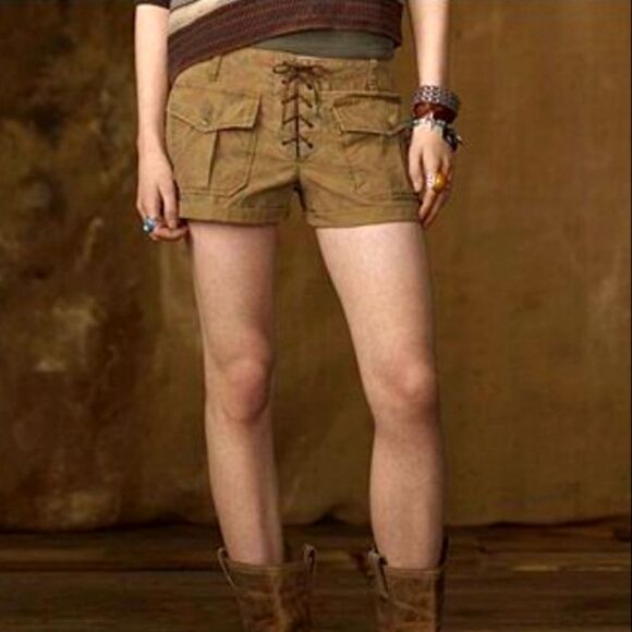 Denim & Supply Ralph Lauren Camo Lace Up Shorts 24 - Picture 1 of 8